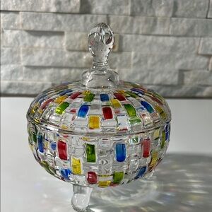 Lot 1 Colorful Mosaic Glass Candy Dish
